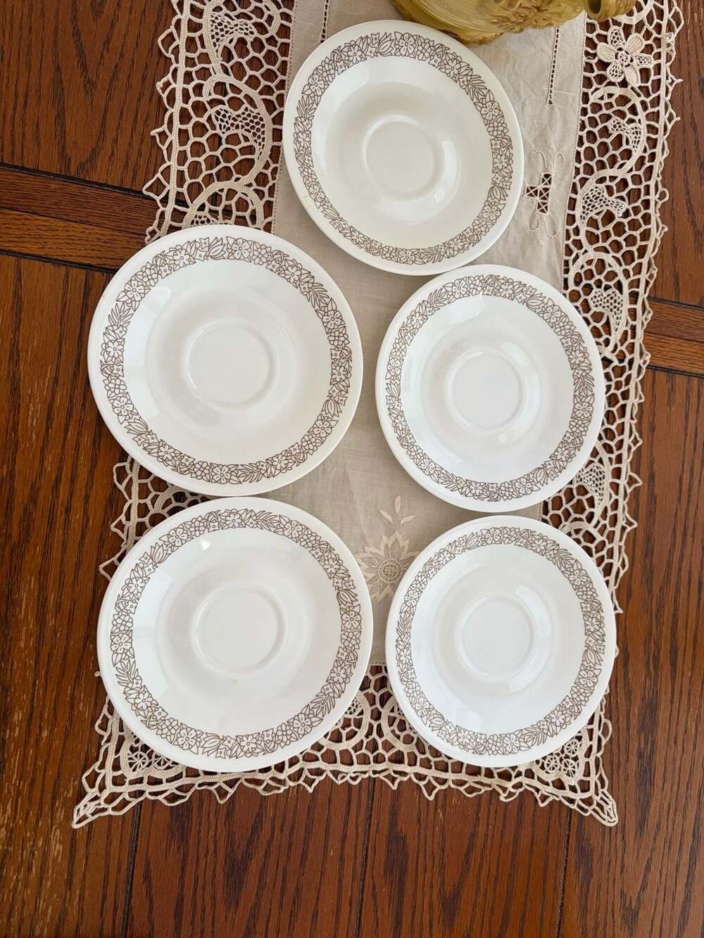 Vintage Corelle Woodland Brown Saucer Plates Set of 5